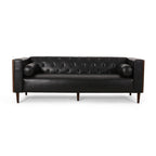 Contemporary Sofa with Diamond Tufting & Wood-Like Accents ¨C Deep Seating Modern Upholstered Couch