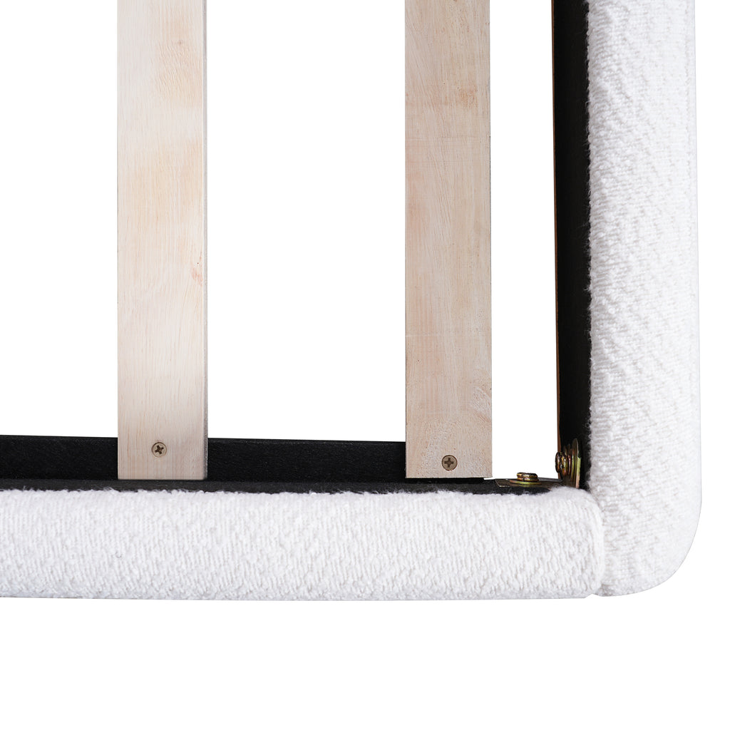 Christopher Knight Home Modern Boucle Upholstered Platform Bed with Solid Wood Base & Wingback Headboard