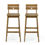 GDFStudio Ismay Outdoor Acacia Wood 30 Inch Barstools (Set of 2), Teak
