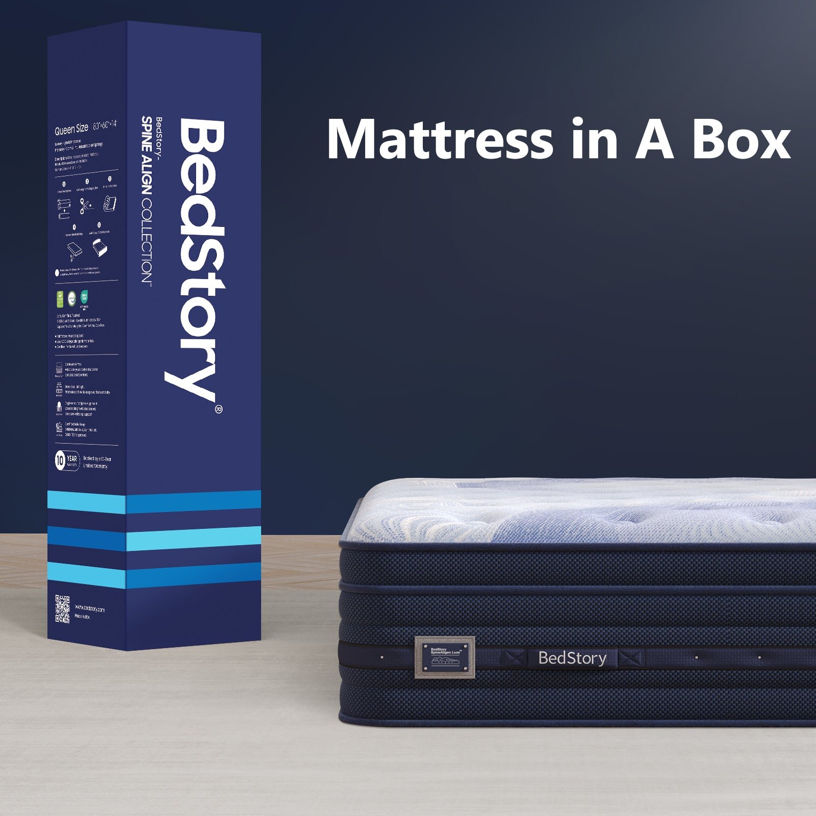 BedStory SpineAlign Pro 14" Firm Pressure Relieving Cooling Hybrid Mattress?Queen