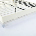 Christopher Knight Home Modern Velvet Wingback Tufted Platform Bed with Nailhead Trim and Silver Legs