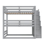 GDF Studio 3-in-1 Full-Size Convertible Bunk Bed with Storage Staircase