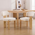 Christopher Knight Home Ellis Mid-Century Modern Upholstered Dining Chair with Solid Rubber Wood Legs, Natural/Beige, Set of 2