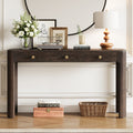 GDFStudio Francis 52” Rustic Console Table with Curved Corners and Concealed Drawers, Espresso