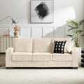 GDFStudio Everly 84" Corduroy Couch with Built-In Cup Holders, Beige