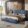 Christopher Knight Home Modern PU Leather Platform Bed with Wave Headboard & Wingback Design