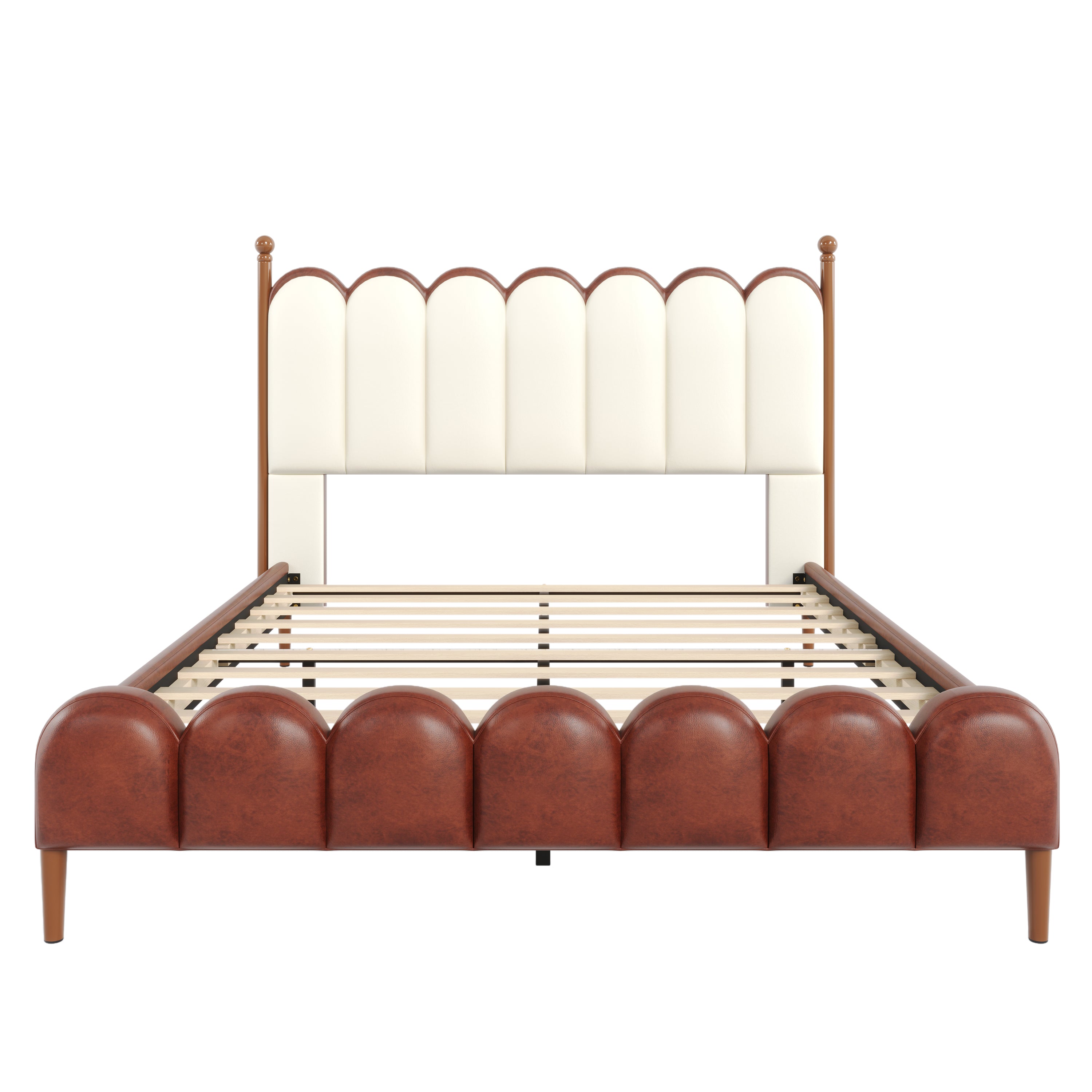 Christopher Knight Home Luxury Faux Leather Bed Frame with Curved Headboard & Solid Wood Support