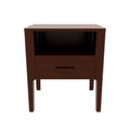 GDFStudio Soren Mid-Century Modern Bamboo Nightstand with Drawer and Open Shelf, Chocolate