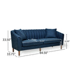 Contemporary Upholstered 3-Seater Sofa with Channel Stitching & Accent Pillows
