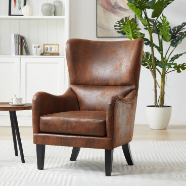 Christopher Knight Home Salerno Contemporary Microfiber Wingback 41" High Back Club Chair, Brown