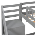 Bunk Bed with Stairs, Desk & LED Lights, Space-Saving Storage Bunk Bed with Drawers for Kids & Teens