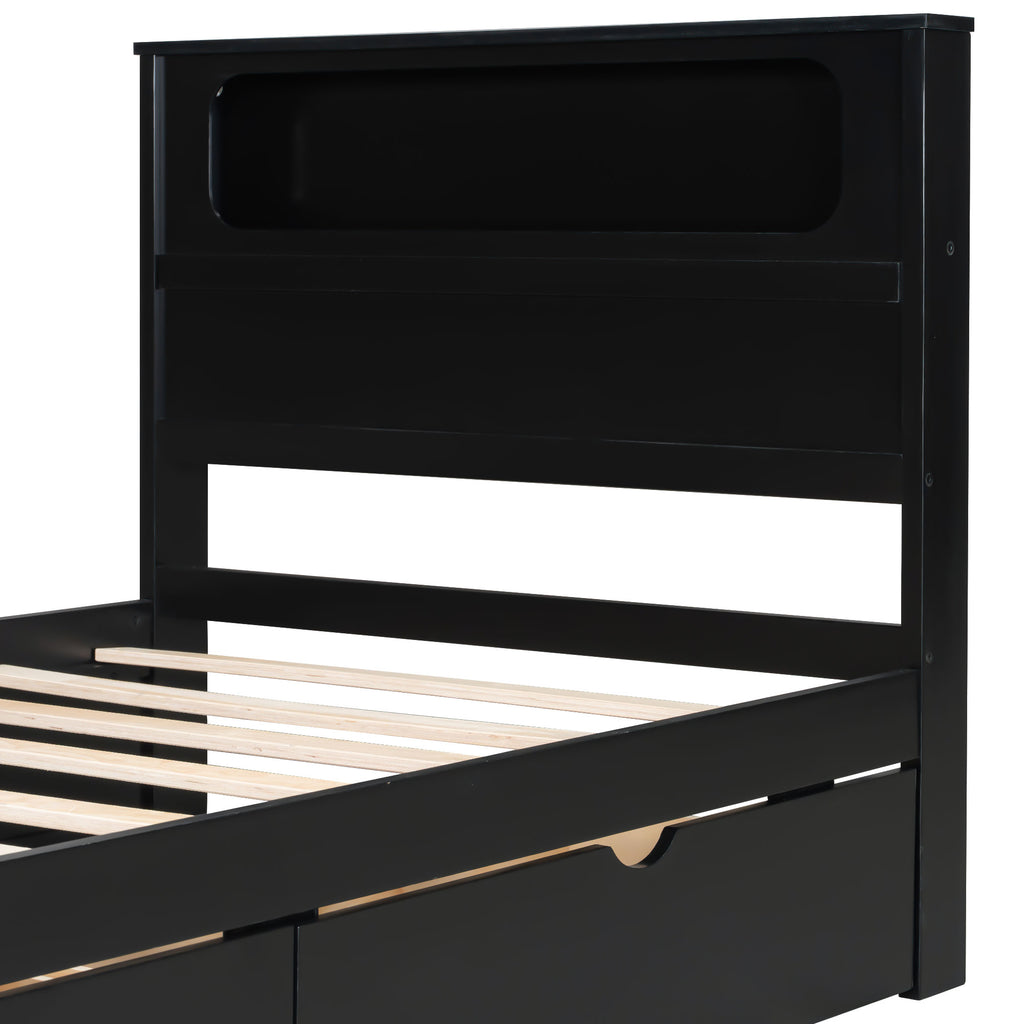 GDF Studio LED Platform Bed with Storage Drawers, USB Charging Station & Metal Frame