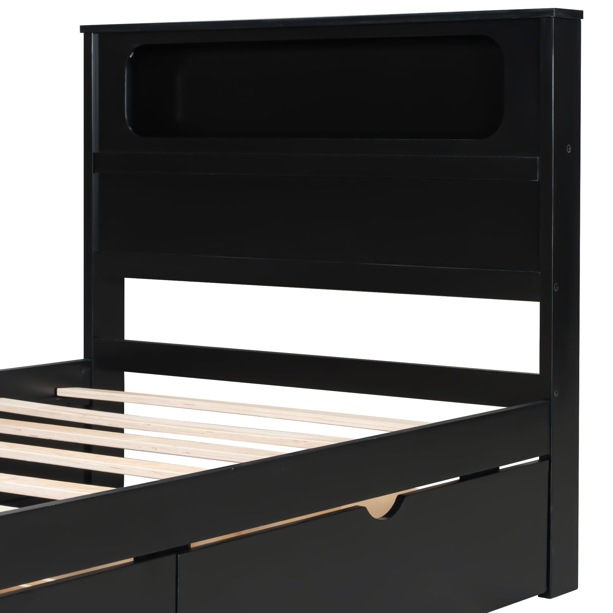 GDF Studio LED Platform Bed with Storage Drawers, USB Charging Station & Metal Frame