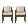 Christopher Knight Home Hecate Mid-Century Modern Rubberwood Dining Chairs with Cushions, Beige/Walnut, Set of 2