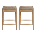 Christopher Knight Home Isabella Boho 25.8" Acacia Wood Backless Counter Stools with Wicker Woven Seat, Natural, Set of 2