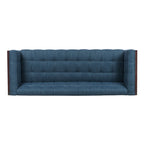 Stylish Mid-Century Modern Three-Seater Sofa with Button-Tufted Waffle Stitch