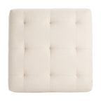 Christopher Knight Home Modern Linen Square Ottoman ¨C Tufted Upholstered Footstool with Wood Legs for Living Room