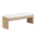 Christopher Knight Home Bellomy Modern 51.5 Inch Rubberwood Upholstered Ottoman, Beige/Natural