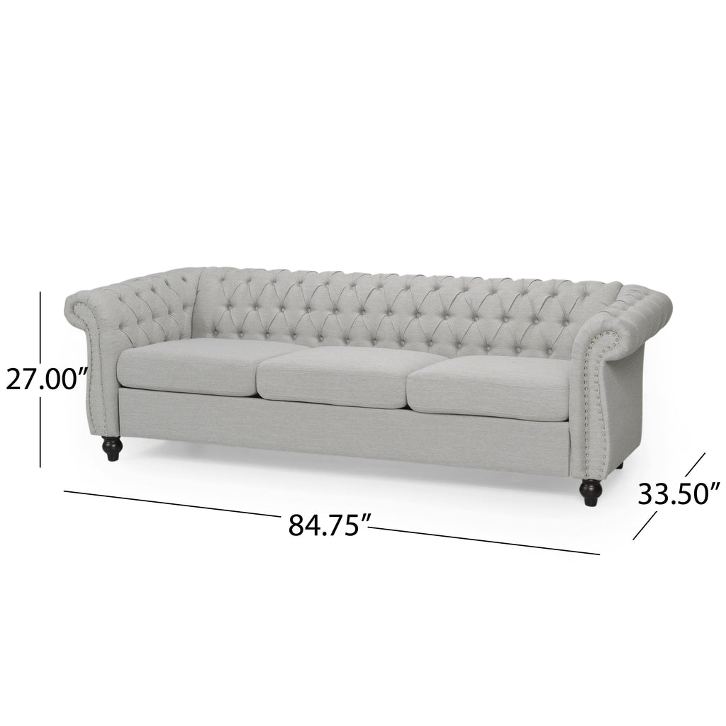 Christopher Knight Home Chesterfield Tufted Sofa with Scrolled Arms & Nailhead Trim