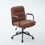 GDFStudio Nyrell Mid-Century Modern 360? Swivel Faux Leather Upholstered Office Chair with Wheels and Adjustable Height, Brown