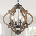 GDFStudio Chic Boho Wood and Metal Chandeliers Ceiling Light