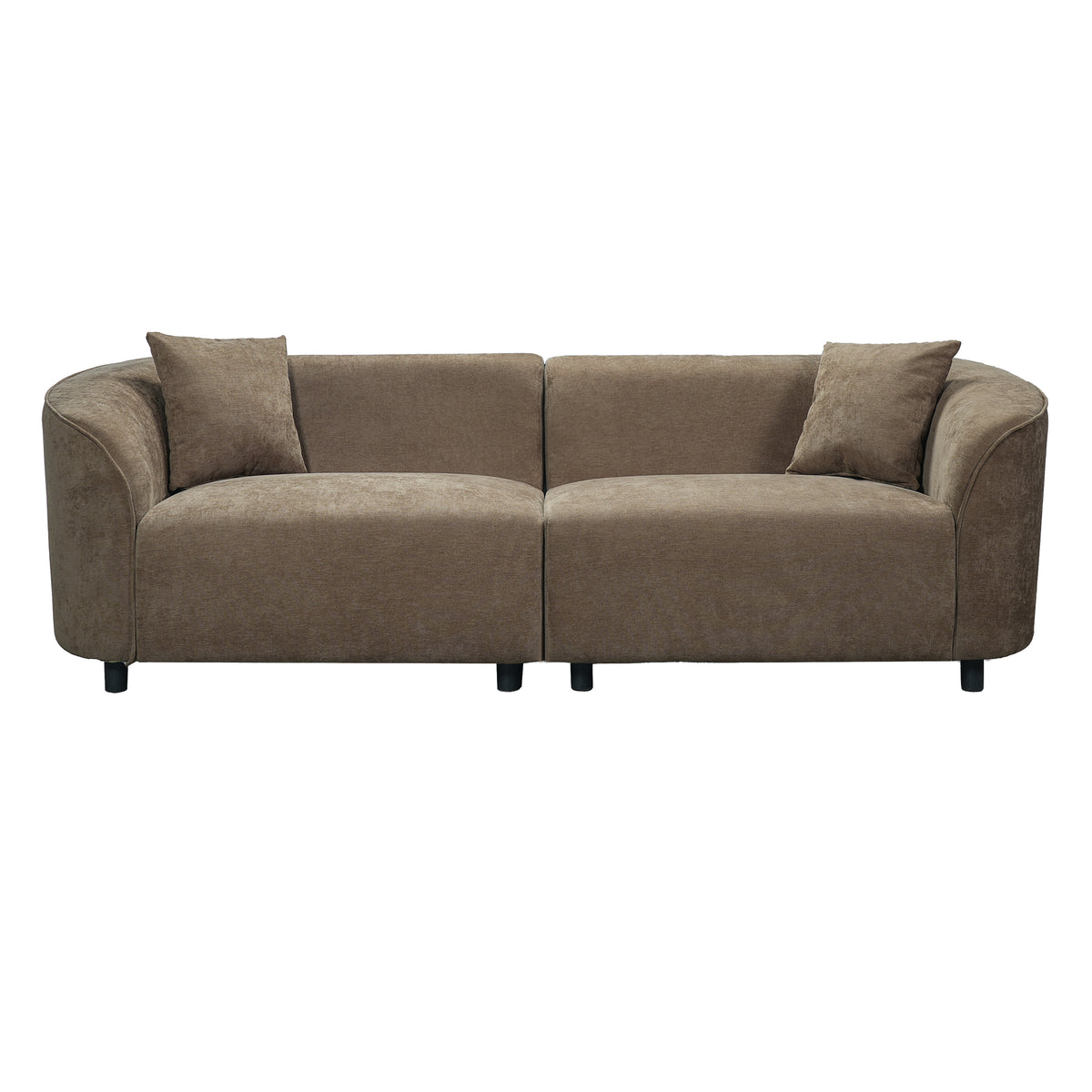 Christopher Knight Home Godwin 87.5" Modern Upholstered 3 Seater Curved Sofa, Brown/Fabric