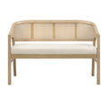 Christopher Knight Home Arvid 46.25" Mid-Century Modern Rubberwood and Cane Curved Loveseat, Light Ash/Beige