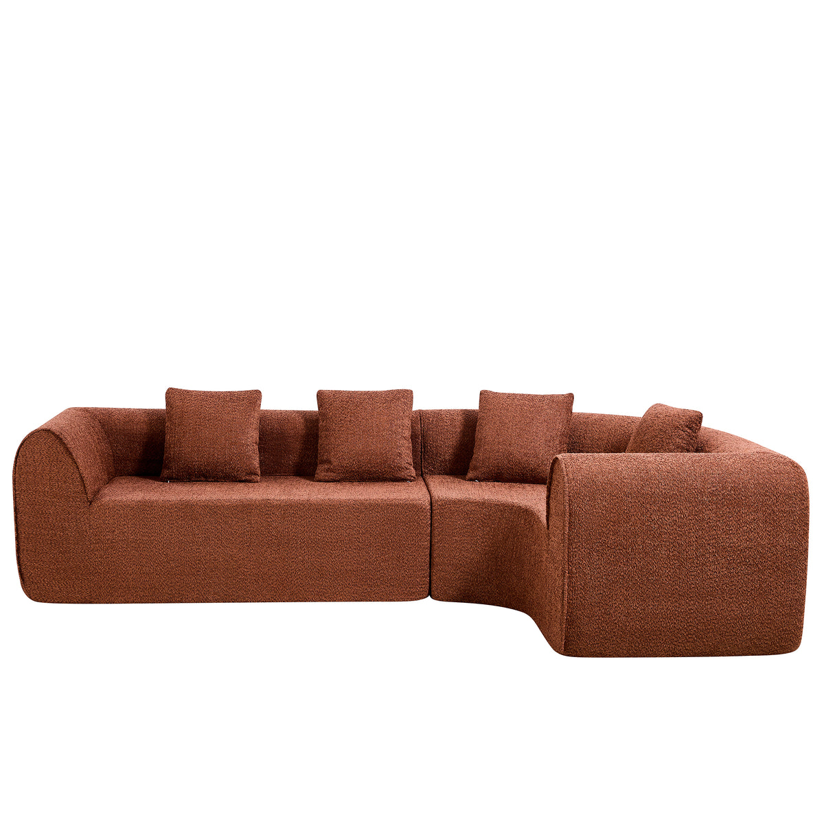 Christopher Knight Home Glynnis 110" Modern Curved L-Shaped Modular Compressed Sectional Sofa, Camel