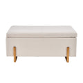 Christopher Knight Home Sallyann Modern Upholstered Storage Ottoman Bench with Lift-Top Lid, Beige