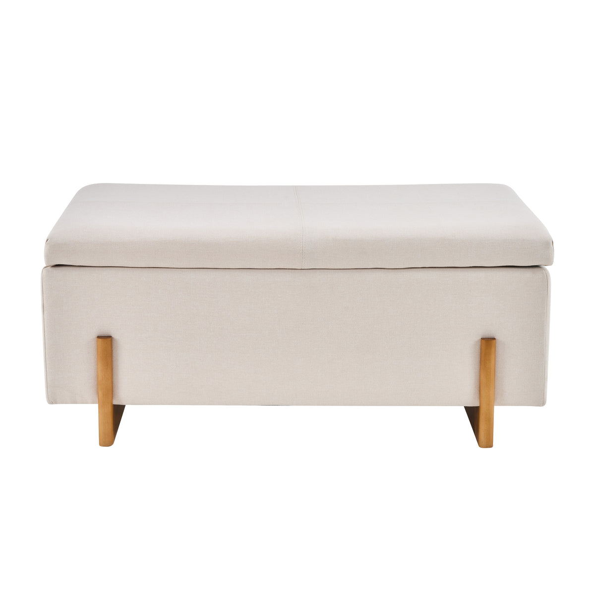 Christopher Knight Home Sallyann Modern Upholstered Storage Ottoman Bench with Lift-Top Lid, Beige
