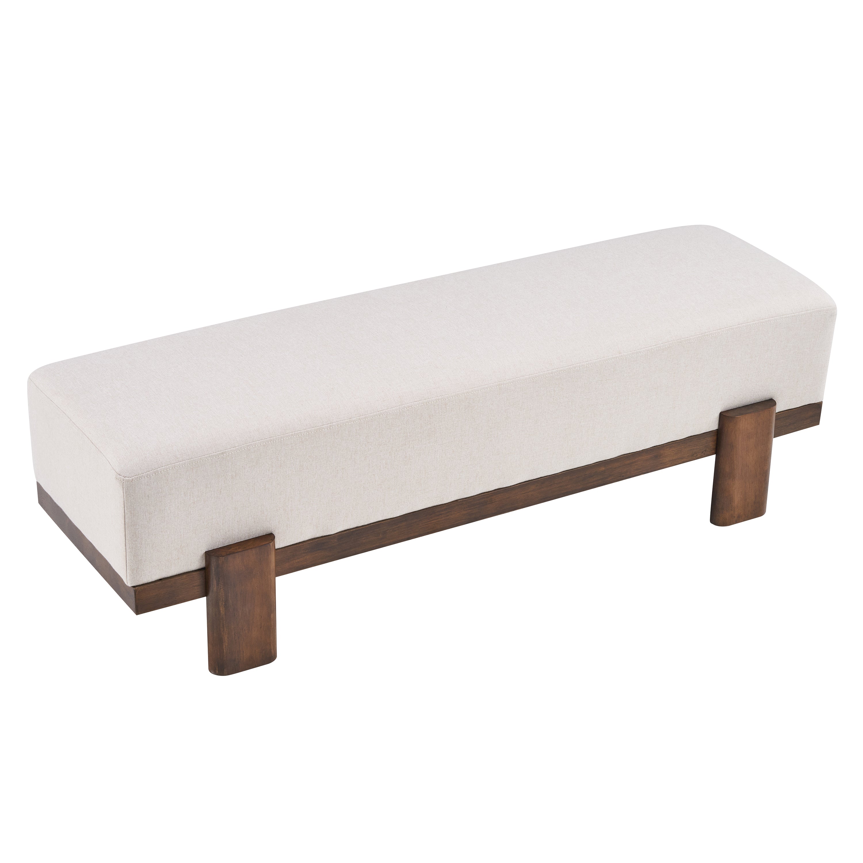 Christopher Knight Home Blinny 54.75"W Upholstered Bench with Rubber Wood Legs, Beige