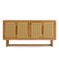 Christopher Knight Home Larkspur Modern 4-Door Acacia Wood and Cane Sideboard Cabinet, Natural