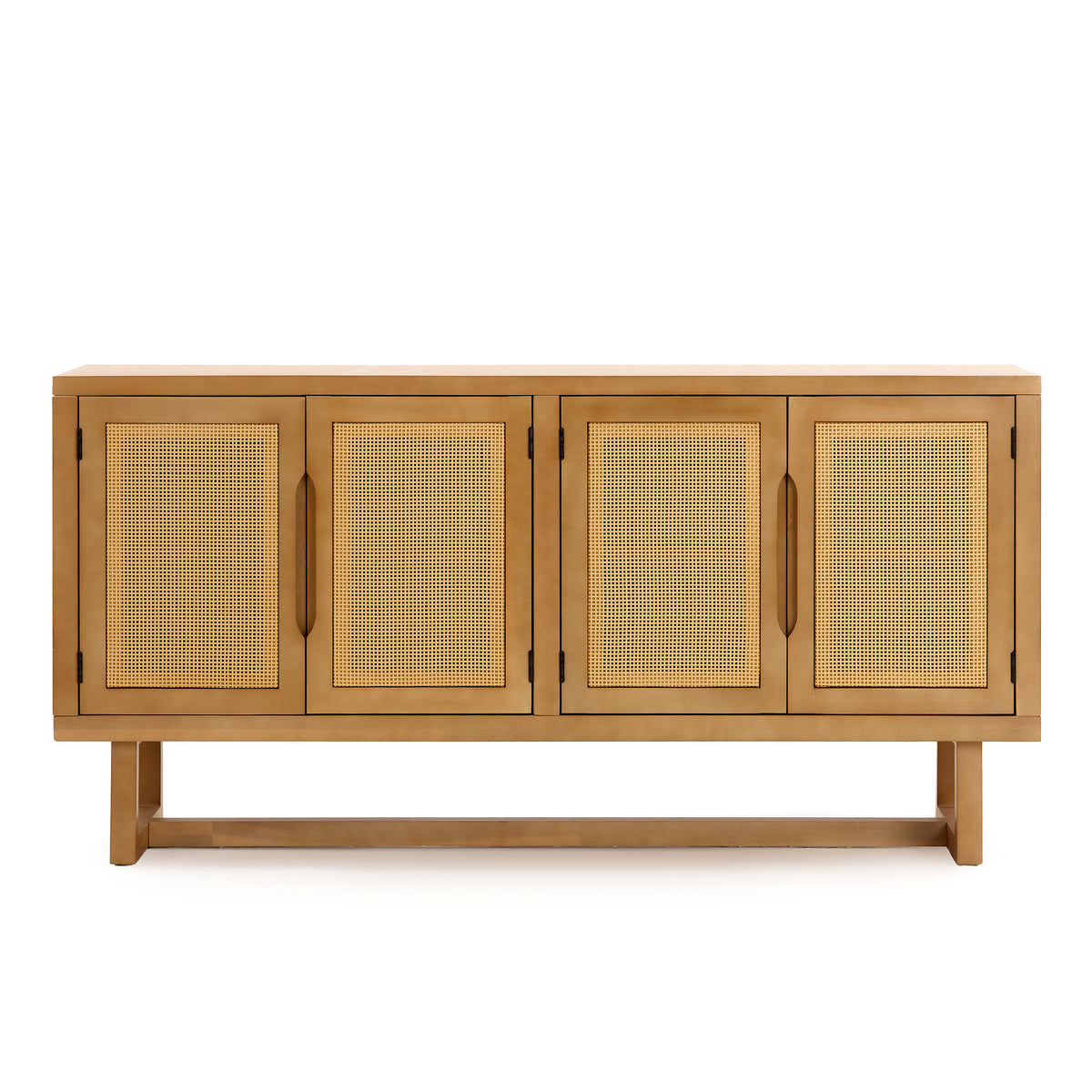Christopher Knight Home Larkspur Modern 4-Door Acacia Wood and Cane Sideboard Cabinet, Natural