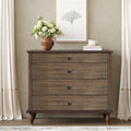 GDFStudio Langston 40" Farmhouse 4-Drawer Wood Dresser, Deep Brown