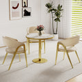 GDFStudio Luma Faux Marble and Metal 31  Round Bistro Table, White/Gold