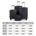 GDFStudio 4 Piece 14"/20"/24"/28" Polypropylene Wheel Luggage Set, Black