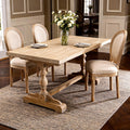 GDFStudio Provence French Country Fabric Upholstered Dining Chairs (Set of 2), Beige, Sponge Backrest