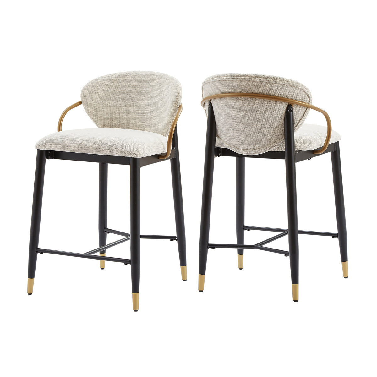 Christopher Knight Home Anan Modern Metal Upholstered Counter Stools (Set of 2), Beige
