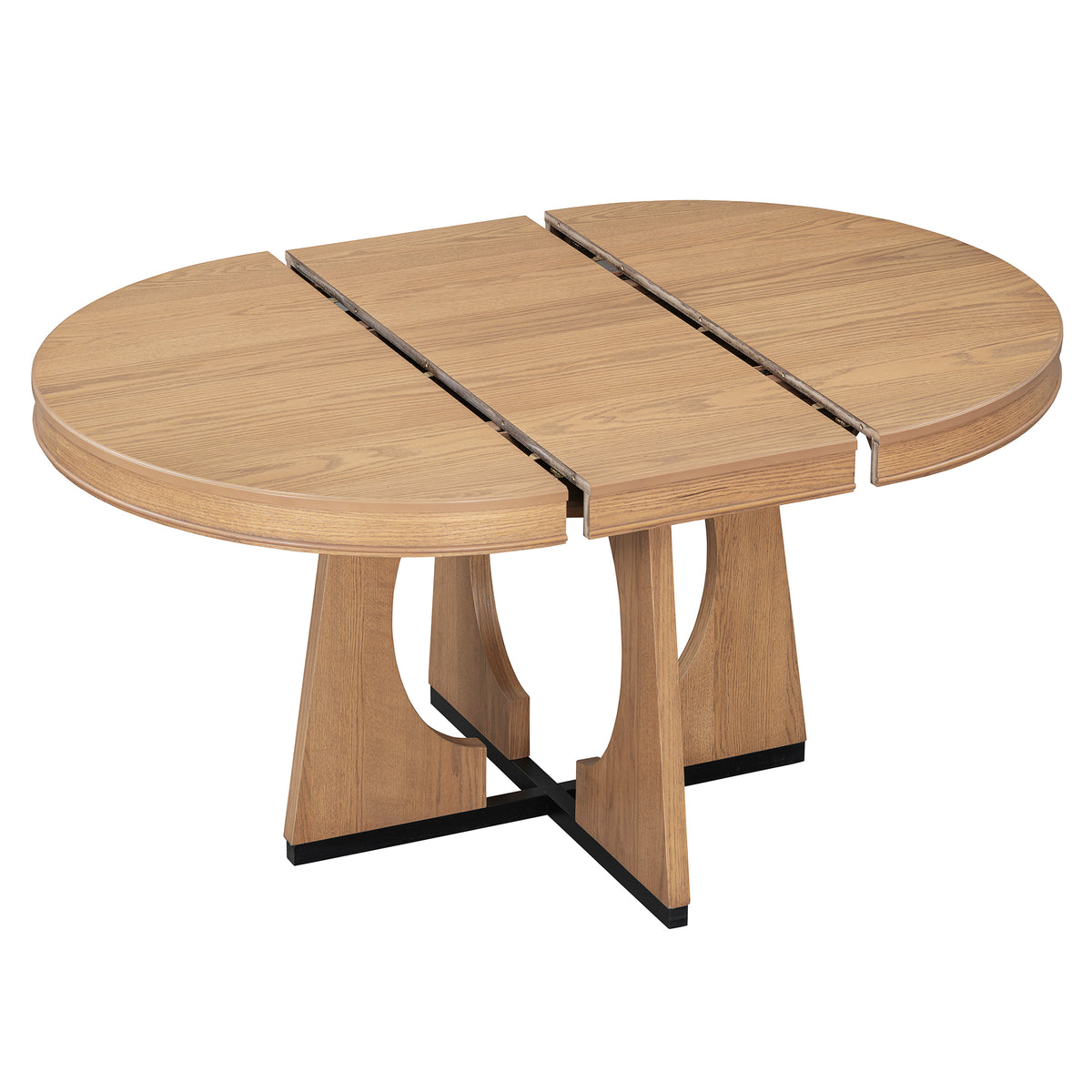 GDFStudio Dana Round 5 Piece Dining Set with Extendable Table and Upholstered Chair, Natural