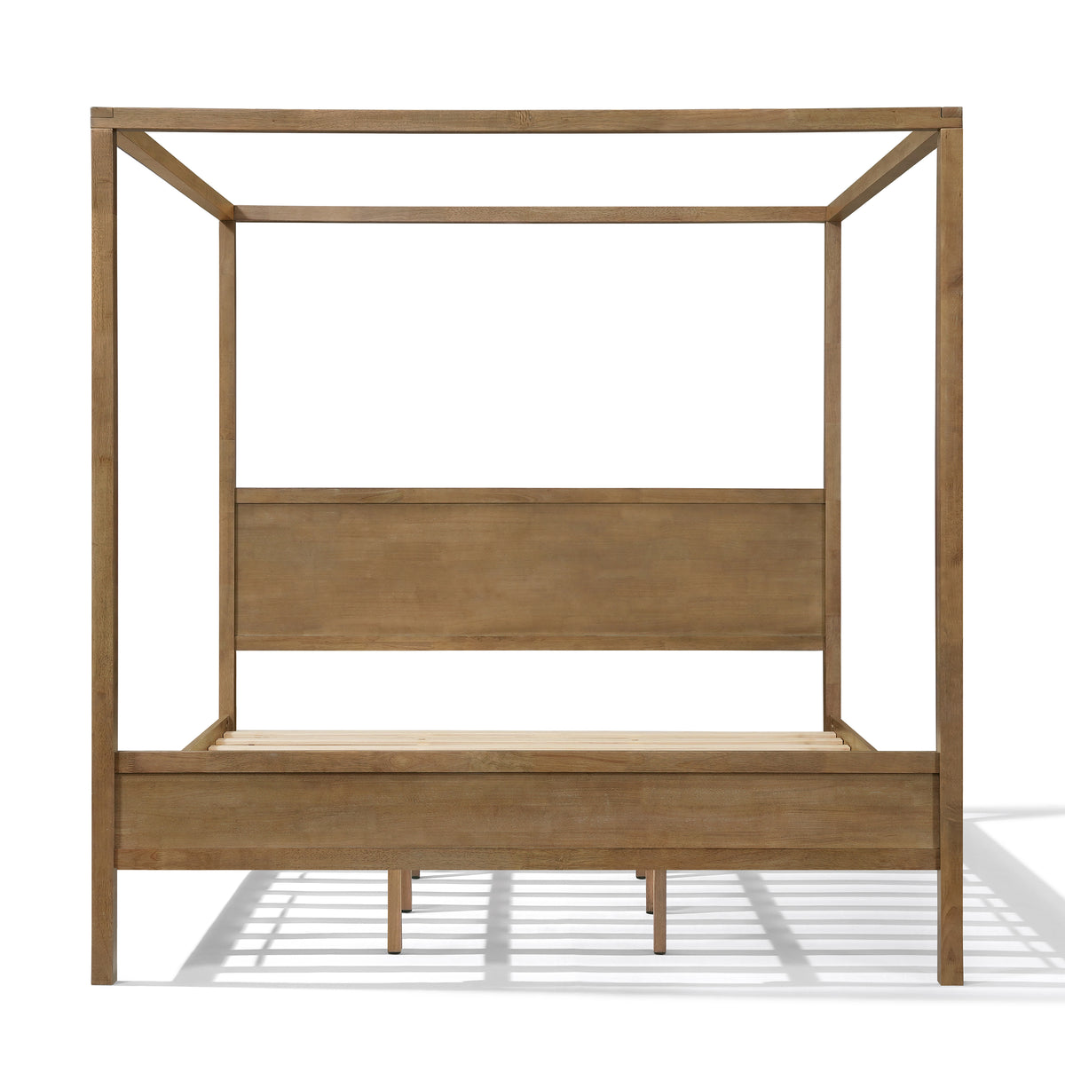 Christopher Knight Home Opal Rubberwood Canopy Bed with Headboard, Antique Natural, King