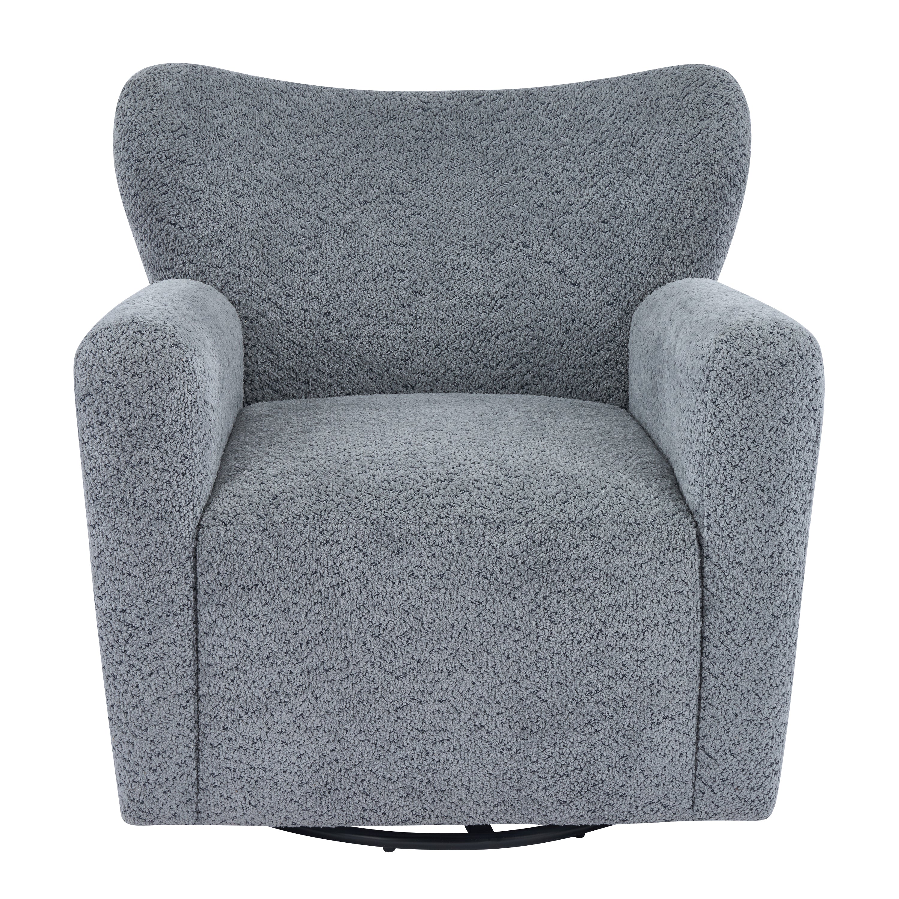 Christopher Knight Home Chanan Modern Iron Boucle Upholstered 360? Swivel Wingback Chair, Dusty Blue