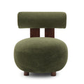 Christopher Knight Home Chariya Modern Rubberwood Velvet Upholstered Sculptural Accent Chair with Cylindrical Backrest, Olive Green/Walnut