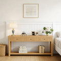 GDFStudio Kensley 70" W Wood 3 Drawer Console Table, Brown