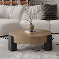 GDFStudio Maggie Mid-Century Modern 33" Round Coffee Table with Hidden Storage, Black+Natural
