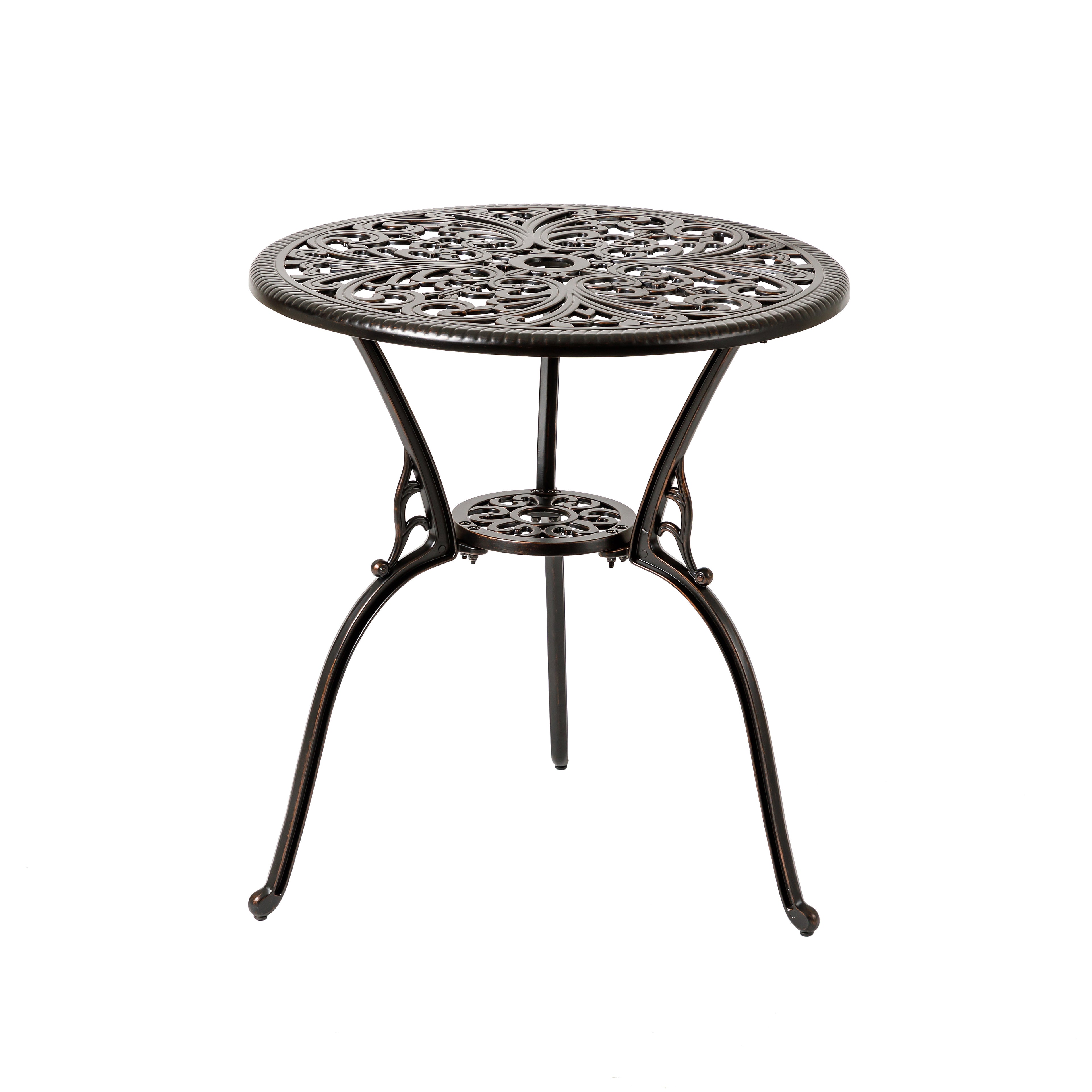 Christopher Knight Home Kanyarat Traditional Aluminum Patio Bistro Table, Shiny Copper