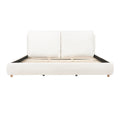 Christopher Knight Home Nicolas Fabric Upholstered Platform Bed with Removable Pillow Headboard, King, White