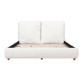 Christopher Knight Home Nicolas Fabric Upholstered Platform Bed with Removable Pillow Headboard, Queen, White