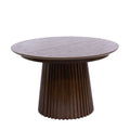 Christopher Knight Home Lillian Mid-Century Modern Wood 78" Extendable Round Dining Table with Fluted Base, Brown