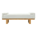 Christopher Knight Home Paulina Modern Rubberwood Boucle Upholstered Bench, Ivory/Natural Wood