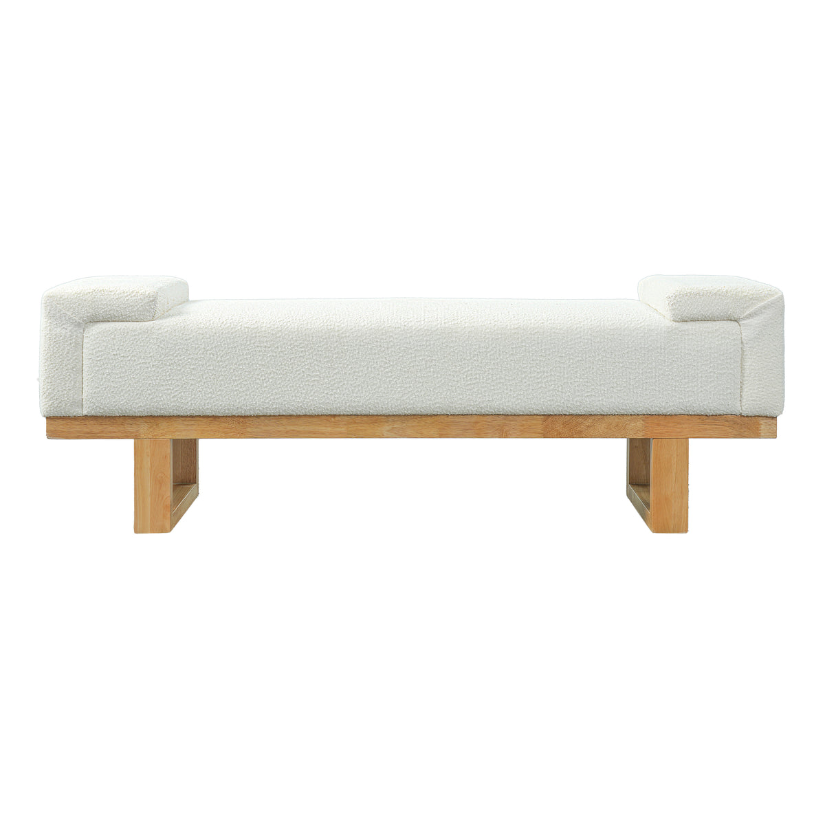 Christopher Knight Home Paulina Modern Rubberwood Boucle Upholstered Bench, Ivory/Natural Wood